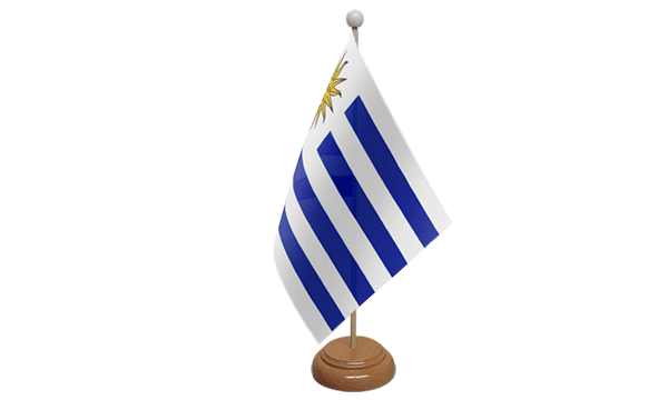 Uruguay Small Flag with Wooden Stand